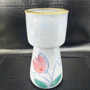 Vintage Japan Stoneware Pottery Vase Vessel Speckled Glaze Floral Japanese Vase